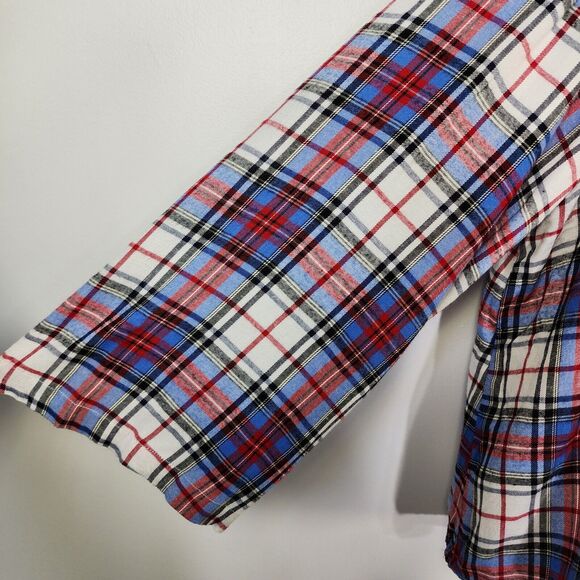 Lane Bryant Womens Top Size 14 Classic Button Down Tie Hem Plaid Long Sleeve Red - Picture 7 of 12
